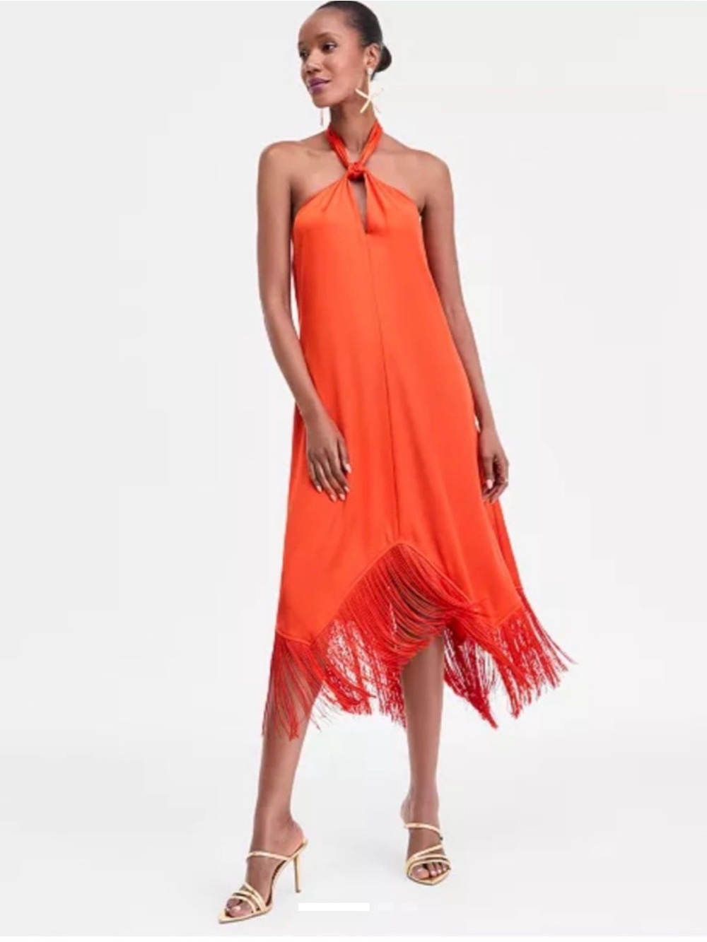 INC International Concepts Vivid Red Tie-Neck Dress